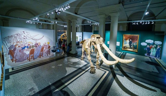 Das Skelett des Mammuts «Peale\'s Mastodon» ist Mittelpunkt der Ausstellung «American Heiner» im Landesmuseum Darmstadt. 