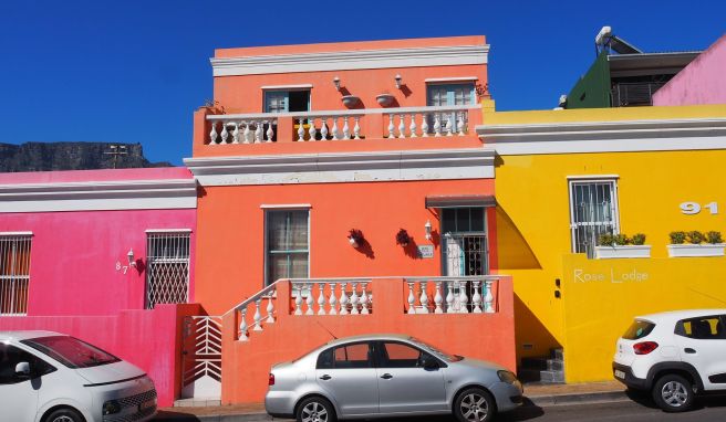 Bunte Häuser: Sie sind das Markenzeichen im Malaienviertel Bo-Kaap in Kapstadt.
