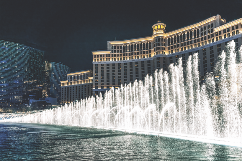 Spektakuläre Show: die Wasserfontänen des Hotels »Bellagio« 