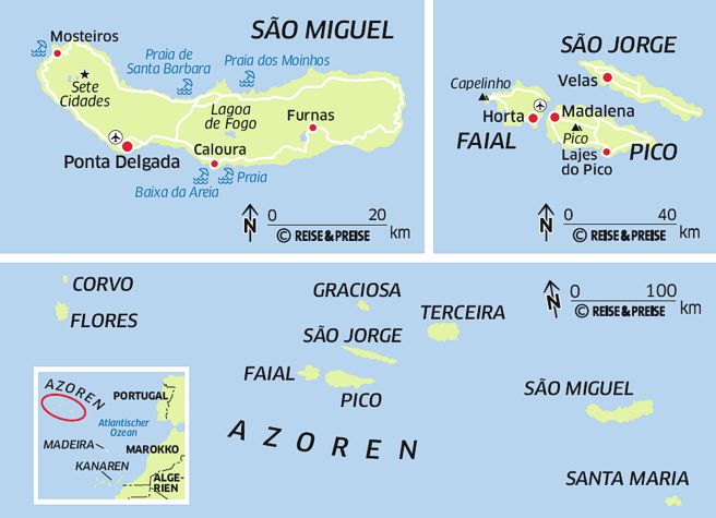 Landkarte Azoren