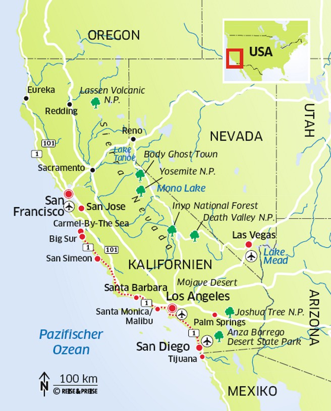 Landkarte Kalifornien