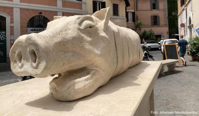 Italien-Urlaub  Statue eines Spanferkels sorgt für Ärger in Rom