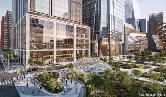 Neues Geschäfts- und Unterhaltungsviertel im Westen von Manhattan: Der erste Teil von Hudson Yards - hier ein Entwurf - soll im Frühjahr 2019 öffnen