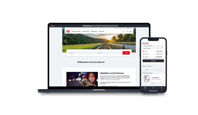 Seite und App: Zur neuen Buchungsplattform gehört die neue App «Next DB Navigator». Seite und App: Zur neuen Buchungsplattform gehört die neue App «Next DB Navigator».