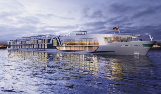 So soll die «Amadeus Nova» aussehen, die ab 2024 unterwegs ist. Laut der Reederei hat sie «besonders innovative Umwelttechnik» an Bord.
