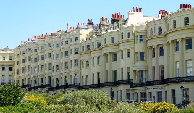 Elegante Wohnhäuser im schicken Hove, das im Westen direkt an Brighton grenzt.