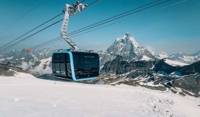 Diese Kabinenbahn schließt die letzte Lücke zwischen Zermatt in der Schweiz und Cervinia in Italien: die Matterhorn Glacier Ride II.