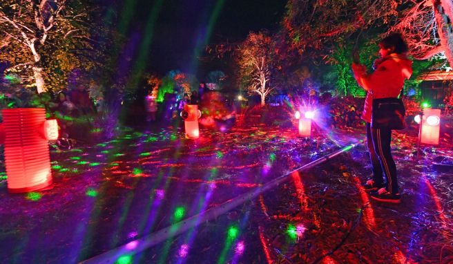 Mehrere Tausend LEDs, Lampen und Strahler lassen den Erfurter Egapark erstrahlen. Das «Winterleuchten» kann nun noch bis zum 20. Februar bestaunt werden. 