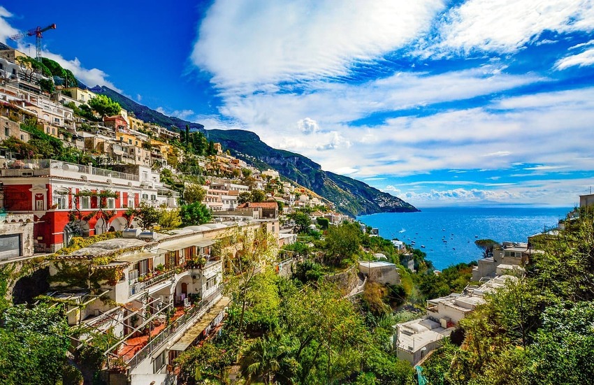  Blick auf Bucht in Positano 