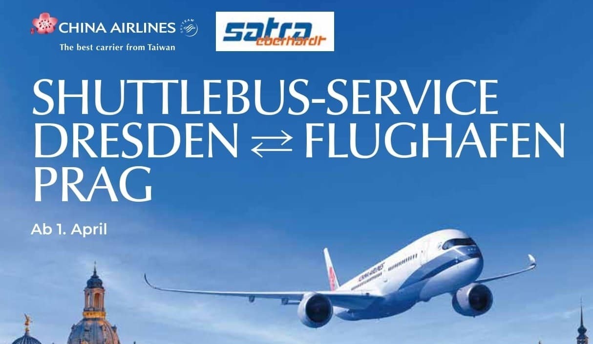 China Airlines erweitert Angebot ab Prag:   Neuer Shuttle-Service ab Dresden