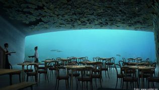 Durch ein großes Panoramafenster sollen die Gäste ab 2019 während des Essens die marine Welt beobachten können Durch ein großes Panoramafenster sollen die Gäste ab 2019 während des Essens die marine Welt beobachten können