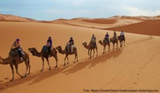 Mit dem Kamel durch die Wüste: Der Wunsch nach exotischen Reisezielen nimmt zu ##Foto: Marco Grünler/Diamir Erlebnisreisen GmbH/dpa-tmn Mit dem Kamel durch die Wüste: Der Wunsch nach exotischen Reisezielen nimmt zu