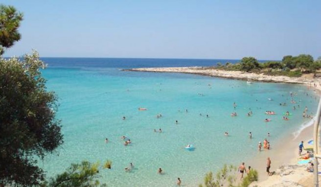 Der Golden Beach auf Thassos ist in den Sommermonaten gut besucht.