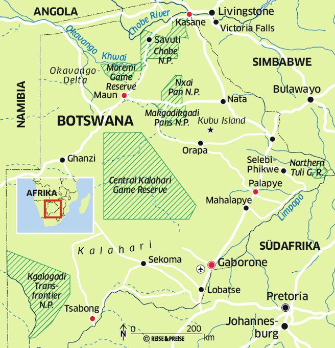 Landkarte Botswana