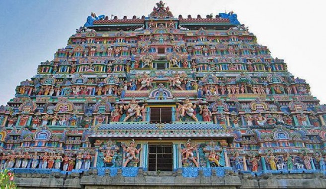 Chidambaram, der bunt bemalte Shiva-Tempel, Süd-Indien