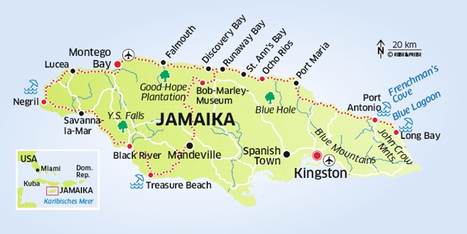 Landkarte Jamaika