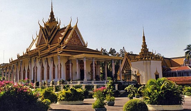 Phnom Penh, die silberne Pagode am Königspalast, Kambodscha