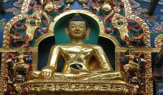 Tibetanisches Kloster in Bylakuppe im Bergland von Coorg, Indien