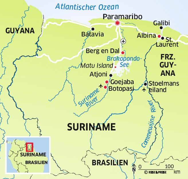 Landkarte Suriname