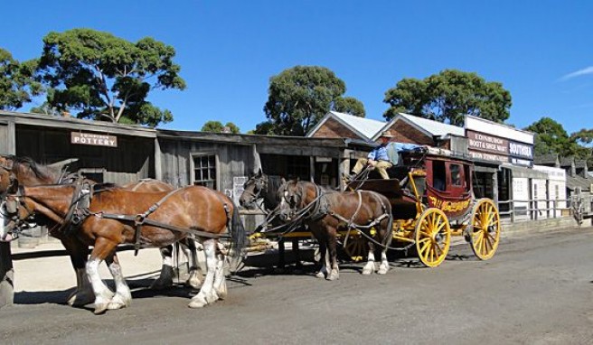 Sovereign Hill, die Rekonstruktion der Goldgräberstadt Ballarat in Victoria, Australien