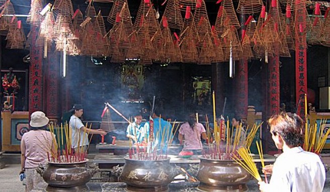 Ein Stück altes Saigon, die Thien Hau Pagoda in Cholon, Ho Chi Minh City, Süd-Vietnam