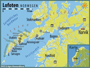 Der Weg ist weit: Die 80 Inseln der Lofoten liegen im Atlantik nördlich des Polarkreises.##Foto: Sven-E. Hauschildt/dpa/tmn