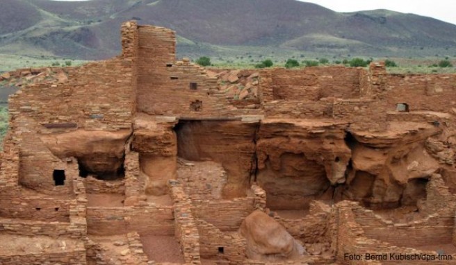 Höhepunkt auf dem Weg von Flagstaff nach Tuba City: die historische Stätte Wupatki, aus Sandsteinblöcken im 12. und 13. Jahrhundert erbaut