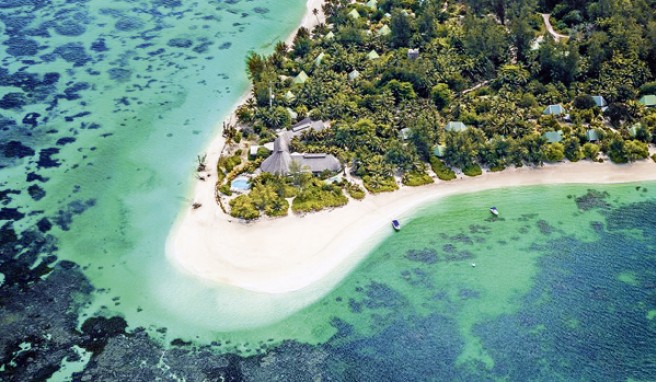 Kann Meer schöner leuchten: Denis Private Island aus der Vogelperspektive