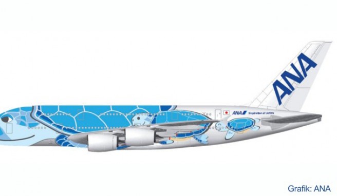 ANA  Neues Design des Airbus A380 »Flying Honu«