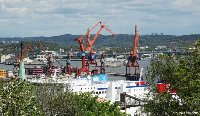 Blick auf den Göteborger Hafen