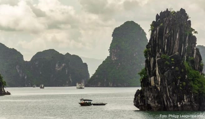 Die Halong-Bucht mit ihren Karstfelsen ist eine der Top-Sehenswürdigkeiten Vietnams - gleich nebenan liegt die Insel Cat Ba Die Halong-Bucht mit ihren Karstfelsen ist eine der Top-Sehenswürdigkeiten Vietnams - gleich nebenan liegt die Insel Cat Ba